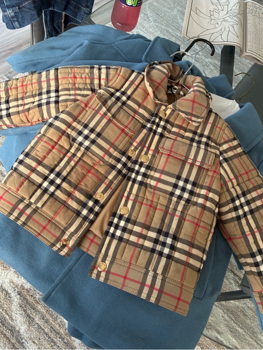 Burberry Tan Check Quilted Kids Puffer Jacket